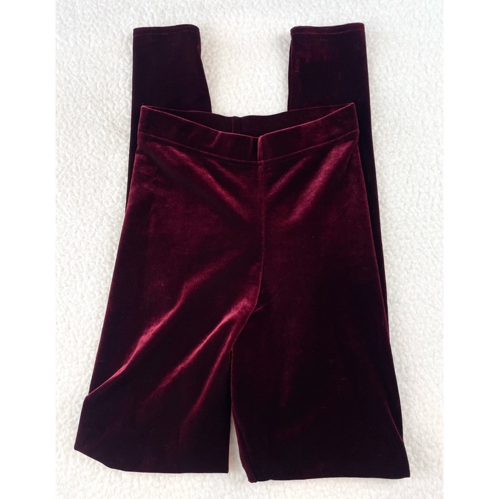 BLACKMILK • Burgundy/Maroon/Mulled Wine High-Waisted Velvet Leggings, XS - Picture 5 of 16